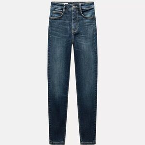 Zara Sculpt Dark Blue High-Rise Slim TRF Jeans